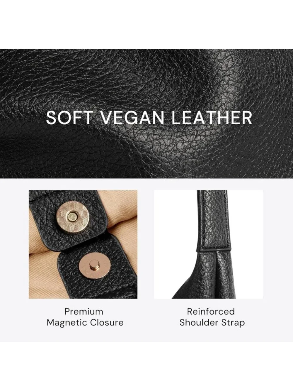 Large Slouchy Hobo Bag for Women - Vegan Leather Everyday Shoulder Purse